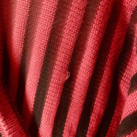 Rendition Women's XL Red and Black Striped Faux Wrap Sweater - Picture 8 of 10
